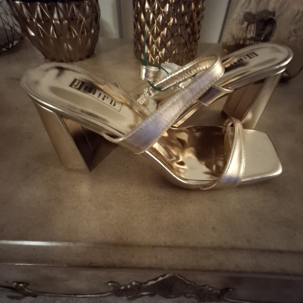 Gold Women's Heeled Sandals